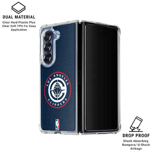 NBA Los Angeles Clippers Distressed Blue Galaxy Z Fold6 Clear Case